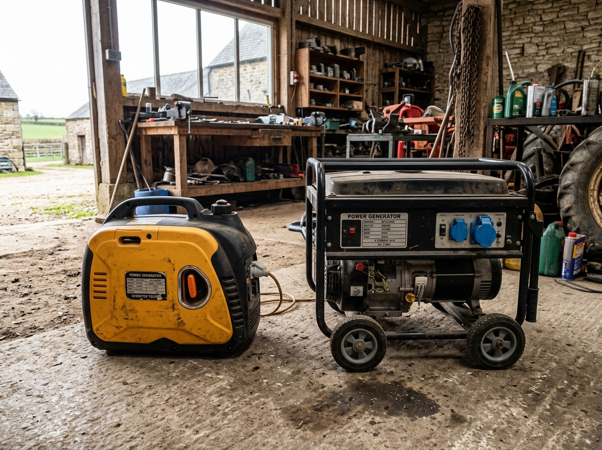 Vergleich zwischen kompaktem Inverter-Generator und größerem konventionellem Stromaggregat